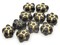 10 14mm Black and Gold 5 Petal Flower Plastic Flat Coin Beads